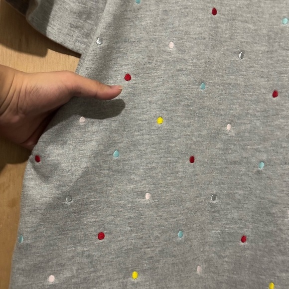 Sonia Rykiel Paris Gray Jersey Dress Embroidered Polka Dot Fleece Ruffle 14Y - Picture 6 of 8